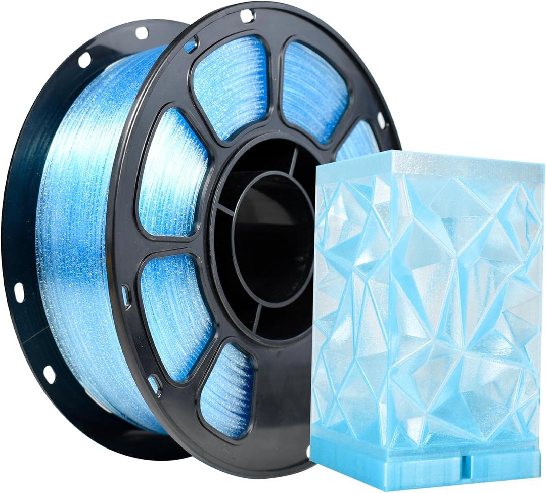 iBOSS PLA Plus Transparent 3D Printer Filament, Transparent Glitter Blue PLA+ Filament 1.75 mm Dimensional Accuracy +/- 0.02mm, Clear 3D Printing Filament 1KG Fit Most 3D Printers