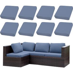 SUKAIKEQA Outdoor Cushion Covers Set,8PCS Patio Furniture Couch Seat Slipcovers, Replacement for Sofa Sectional Chair(Cover，Only) Grey Blue