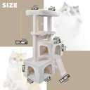 AIWIKIDE 37.4" Cat Tree Tower with Twin Cat Condos for Indoor Cats, All-in-One Activity Center with Cat Scratching Post Cozy Sleeping Perch Hammock and Toy Balls,Beige