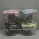 Freshmage 23 Oz Glass Meal Prep Containers with Lids, Airtight 3-Cup Glass Storage Containers Set, Heat-Resistant BPA-Free for Soup, Leftover, Microwave, Dishwasher, Fridge and Freezer Safe (4 Packs) (Multicolor+Dark Green)