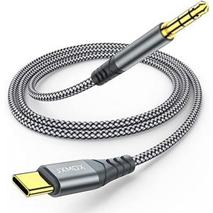 JXMOX USB C to 3.5mm Audio Aux Jack Cable (4ft), Type C to 3.5mm Headphone Car Stereo Cord Compatible with iPhone 17 16 15 Pro Max Air, Samsung Galaxy S25 S24 S23 S22 S21 Note 20, Pixel 9 8, iPad Pro