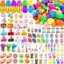 [ Surprise Golden Egg ] 100 PCS Prefilled Easter Eggs with Toys ,100 Plastic Easter Eggs Fillers with Assorted Toys Non Candy Prizes Easter Basket Stuffers for Kid Toddler Boys Girls Party Favors