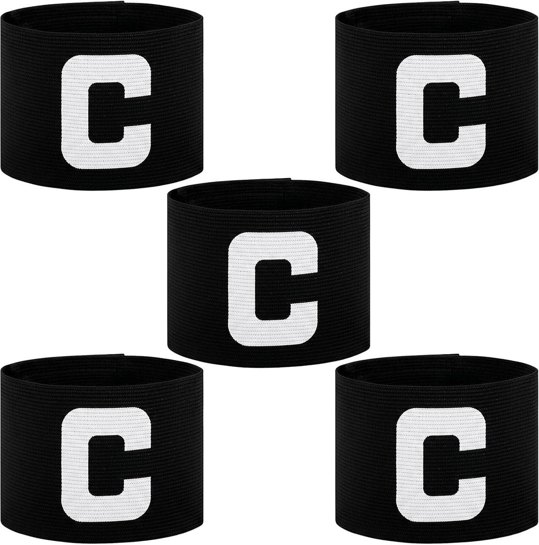 5Pcs Soccer Captain Armband Elastic Nylon Protective Arm Badge Adjustable Captain Arm Bands for Adult Youth Soccer Volleyball Team