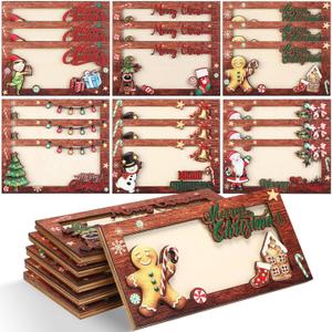 24 Pcs Christmas Money Holders for Cash Card Holder Gifts Set Wooden Xmas Card Holder Money Clips Box Elk Santa Claus Elf DIY Merry Christmas Holiday Party Favors Decors