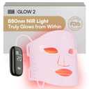 INIA Red Light Therapy Mask for Face 4 Light Modes with 850nm NIR, Red & Blue LED Light Therapy, 2600mAh Rechargeable LED Face Mask for Radiant Glow at Home, Pink