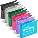 Plastic Hanging File Folder Letter Size,Heavy Duty 2" Expandable File Folder with Tabs,12 Pack Reinforced Expanding Hanging Folder,File Cabinet Folders,Extra Capacity,Hanging Organizer for Home Office (Multicolored)