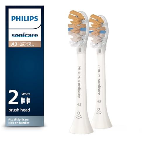 Philips Sonicare A3 Premium All-in-One, Genuine Replacement Toothbrush Heads, White, 2 Pack, HX9092/65