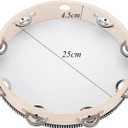 Tambourine for adults 10 inch Hand Held Drum Bell Birch Metal Jingles Percussion Gift Musical Educational Instrument for Church KTV Party (10 inch)