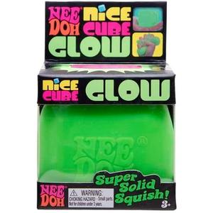 Schylling NeeDoh Nice Cube Glow - Sensory Toy with a Super Solid Squish - Glows in the Dark and Always Returns to its Square Shape - (1 Cube Per Pack)