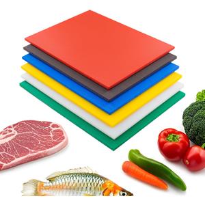 CLIVIA Commercial Grade Cutting Board for Kitchens,Plastic Chopping Board, 20 x 15 x 1/2 Inch, Multi-Color 6 of Pack Set,NSF Certified,for Vegetable Meat or Cheese