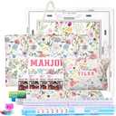 American Mahjong Set with 3-Piece Floral Mahjong Bag Set, 17.3in