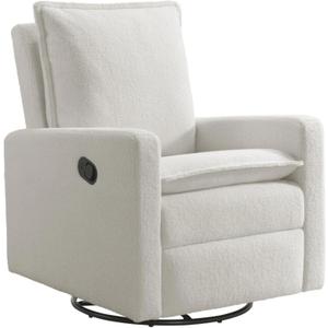 Oxford Baby Uptown Upholstered Swivel Glider and Recliner Nursery Chair, Boucle White
