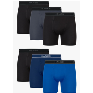 Hanes Men's Underwear Boxer Pack, Performance Stretch Underwear, Moisture-wicking Boxer for Men, 6-pack, XL