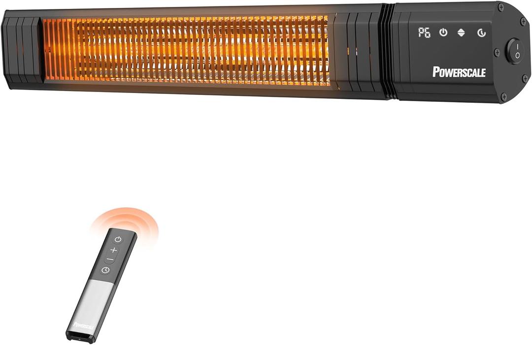 Infrared Heater 24H Timer Outdoor Heater, IP65, Memory Function Infrared Electric Patio Heater, 9 Levels Heating Touchscreen With Remote Electric heater, Restaurant Backyard, 1500W, Black (3344 inch)