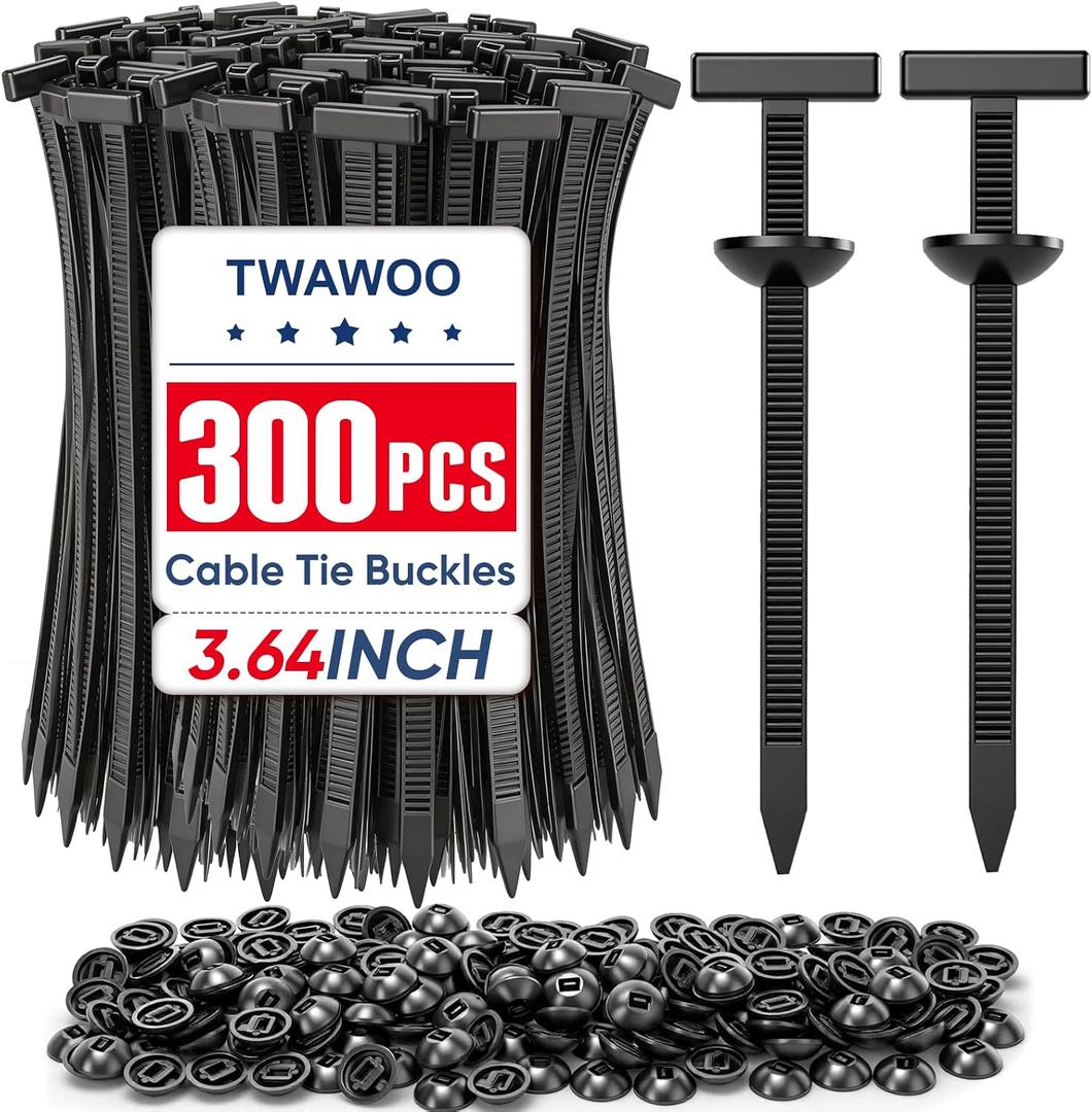 2 x TEAWOO 300Pcs Nylon Universal Cable Tie Buckles, High-Strength Self-Locking Zip Ties, Car Bumper Fender Retainers, Fasteners for Automotive Repair & Home Organization