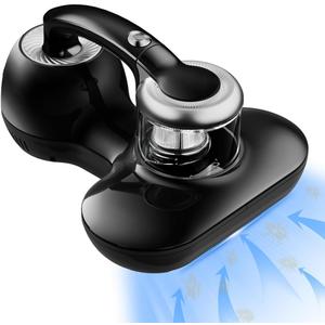 Mattress Vacuum Cleaner, Handheld UV Bed Vacuum Cleaner 16KPa & 12800 Vibrations Per/Min Upgraded Effectively Clean Up Bed, Pillows, Cloth Sofas, Carpets and Ther Fabric Surfaces (Black)