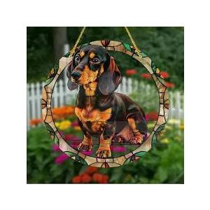 Christmas Ornament, Stained Glass for Xmas Tree, Christmas Tree Dachshund