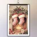 GSPQAZ Christmas Stockings Wall Art - Cozy Holiday Canvas Print for Vintage Christmas Decor 12x18inch-Unframed (7)