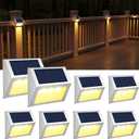 JSOT Solar Lights Outdoor for Deck,Waterproof Solar Powered Steps Light Outdoor Wireless LED Lamp Fence Lighting Walkway Patio Stair Garden Path Rail Backyard Fences Post 8 Pack Warm White