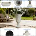 24" Tall Urn Planters for Outdoor Plants, Urns and Pedestal, Beige, 23.62"H x 15.75"W x 19.69"D
