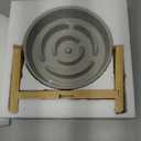 Elevated Slow Feeder Dog Bowl - Puzzle Maze Dish with Bamboo Stand - Raised Ceramic Food Bowl for Medium and Large Dogs - Grey - 8.8 inch (2.5 CUP)