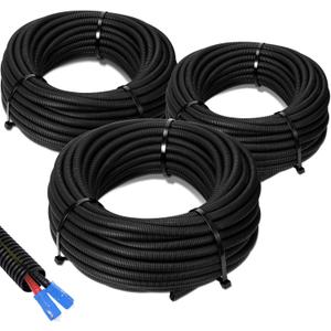 Sasylvia 1/4", 1/2", 3/8" x 25 Ft Split Wire Loom Tubing Wire Loom Assortment Split Cable Sleeves Bulk Flexible Electrical Conduit Protective kit