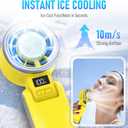 PlayHot Portable Handheld Turbo Fan with Ice Cooling, Rechargeable Personal Fan, Up tp 12Hrs Cooling, 5 Speed 25550RPM Powerful Portable Fan for Travel, Outdoor, Camping, Hiking (Yellow)