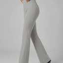 Dokuritu Women's Work Pants Business High Waist Flare Leggings with Pockets Tummy Control Bootcut Pull On Stretchy Slacks (Gray, L)