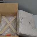 LUE BONA Square Linen Makeup Stool, Metal X Legs, Small Ottoman Stool Chair for Vanity, Modern Padded Seat Foot Rest for Makeup Room, Bathroom