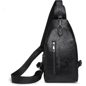 Small Sling Bag for Women - in Vegan Leather Versatile Fanny Pack, Crossbody Bags for Women with Adjustable Guitar Belt Suitable, Black