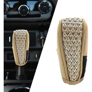 Car Shift Knob Cover, Shift Knob Cover, Anti-Scratch and Wear-Resistant, Non-Slip and Comfortable to The Touch, Suitable for Most Car Models (Beige)