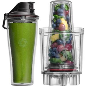 Vitamix Personal Cup Adapter, BPA-Free, Dishwasher-Safe, Two 20-Ounce Blender Cups, Two Lids, and One Blender Adapter with Stainless-Steel Blades (20 Fl Oz)