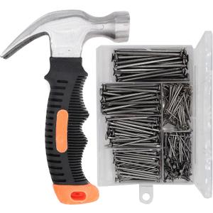 Picture Hanging Kit, cSeao 415 Pieces Hardware Nail Assortment Kit & 8oz Claw Hammer,Mini Hammer with Anti-Slip Handle,Common Nails, Wood Nails, Picture Hanging Nails, Wall Nails for Hanging