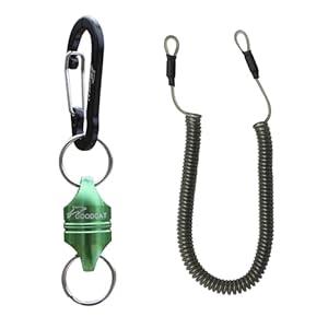 GOODCAT Strongest Magnetic Fly Fishing Net Release - Retractable Coiled Lanyard with Carabiner, Magnet Keychain Clip Retractor
