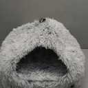 CATISM Cat Beds for Indoor Cats 2 in 1 Cat Bed Cave Machine Washable Fluffy Cat Cave Bed Foldable Non-Slip Washable Cushioned Pillow Soft Plush Premium Cotton Pet Bed for Kittens and Small Dogs Gray L