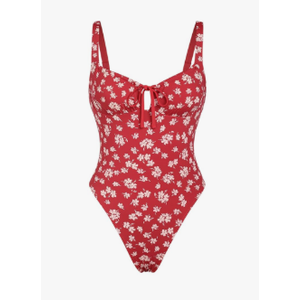 seamoly Blue Gingham Tie Around Criss Cross Backless Plunging Neck One-Piece Swimsuit, Medium