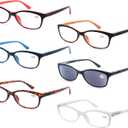 Reading Glasses Womens Readers Ladies Stylish Cheaters +2.50 W/Sun Reader Glasses Lightweight Comfortable Cute Glasses for Reading Outdoor 6 Pack