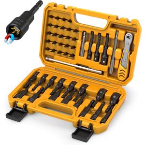ELEAD 47-Piece Magnetic Nut Driver & Screwdriver Bit Set - Strong Magnetic Nut Drivers for Impact Drill, Power Nuts Driver, Mini Ratcheting Wrench, Drill Bits Extension & Socket Adapter
