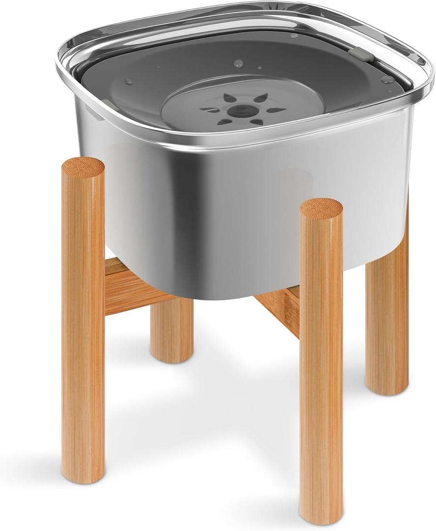 Decflow 3L Elevated Dog Water Bowl, Stainless Steel Raised Food Dispenser with Stand, Large Capacity No Spill Dog Water Bowl for Small, Medium and Large Dogs (Grey)