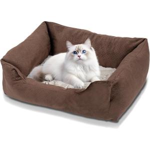 Dog Bed for Small and Mini Medium Dog,Cat Beds for Indoor Cats,Pet Bed for Puppy (Brown, Small)
