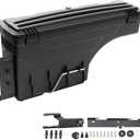 PIT66 Lockable Truck Bed Storage Box Tool Box Compatible with Ford F250 F350 Super Duty 2017 2018 2019 2020 2021 2022 2023 Left Driver Side Drawer Black