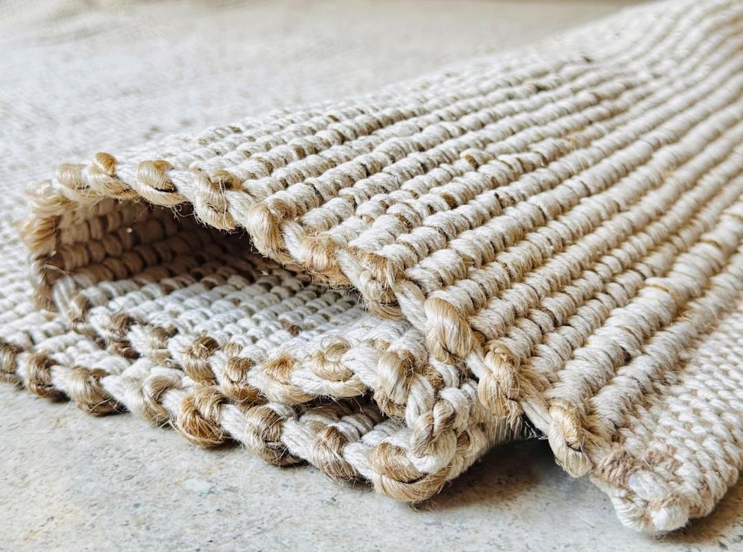 FRELISH DECOR Handwoven Jute Blend Cotton Area Rug - Contemporary Farmhouse Decor- Vintage Rustic Nautical Rugs for Bedroom - Living Room - Kitchen - Classy Home Decor (12'x15')