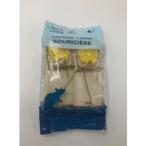 (Pack of 4) Key & Castle Metal Pedal Mouse Trap Sourciere Disposable Reusable