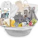 New Baby Boy/Girl Gift Basket (20 Items) for a New mom Elephant Baby Gift Set. Welcome Baby Care Package All w/Newborn Essentials Bundle for Expecting Moms Baby Shower, After Labor Unisex