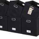 DECOMOMO Black Storage Bins, 11 inch Cube Storage Bin with Labels, Felt Baskets (Cube 11" / 6pcs, Black)