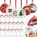 Yulejo 24 Pcs Christmas Photo Ornament Ball Clear Picture Holder Plastic Hanging Christmas Photo Frame Ornaments DIY Personalized Family Picture Baubles for Xmas Tree Decoration