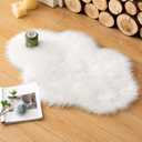 MIULEE Fluffy Rug Soft Shaggy Faux Fur Area Rug Luxury Plush Cloud Shape Carpet for Christmas Decor Bedroom Living Room Sofa Chair 2 x 3 Feet, White
