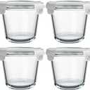 24 Oz Glass Food Storage Container, 3 Cup Round Glass Soup Container with Airtight Lids, Round Food Containers, Leakproof Soup Storage Container, DishwasherMicrowave & Freezer Safe (4 Pack)