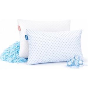 Nestl Cooling Pillows Queen Size Set of 1, Luxury Shredded Memory Foam Pillows for Sleeping 1 Pack, Adjustable Cold Gel Pillow for Hot Sleepers Supportive Cool Pillow for Side Back Stomach Sleepers