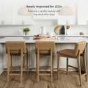 Nathan James Gracie Modern Counter Height Bar Stool with Back, Counter Stool Upholstered Chair with PU Leather and Brushed Wooden Legs, Light Brown, Counter Height - Single